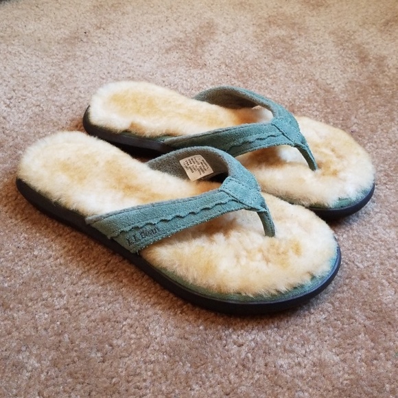 ll bean fuzzy flip flops